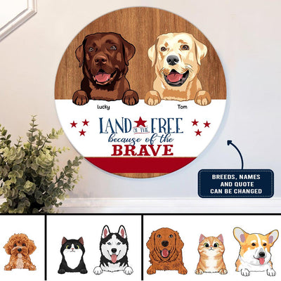 89Customized Welcome To The Pawtriotic House Funny Dogs And Cats Personalized Wood Sign