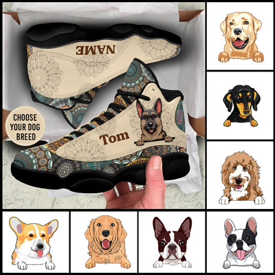 89Customized Mandala Pattern Dog Customized Black Air JD13 Shoes