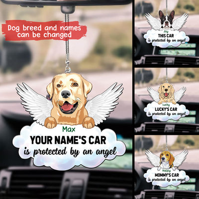 89Customized This car is protected by an angel Angel Dog Dog Memorial Car Ornament