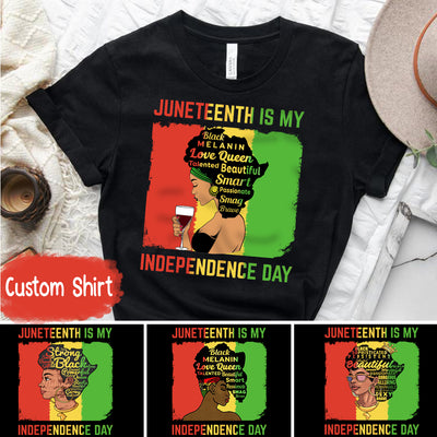 89Customized Juneteenth Is My Independence Day Africa map Black Women Shirt