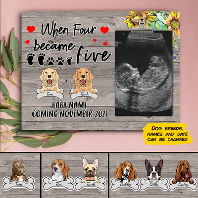 89Customized When three became four annoucement gift personalized photo clip frame