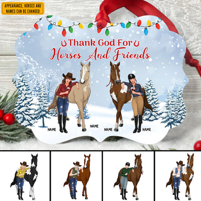 89Customized Thank God For Horses And Friends Personalized Ornament