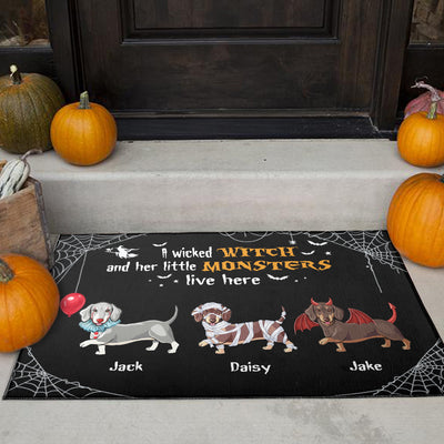 89Customized Happy Halloweenie Dachschund Personalized Doormat