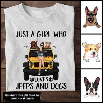 89Customized Just A Girl Who Loves Jeeps And Dogs Personalized 3 Shirt