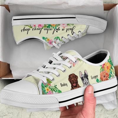 89Customized Just a girl who loves dogs Customized White Low Top Shoes