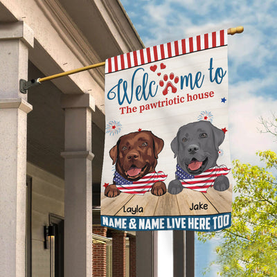89Customized Welcome To The Pawtriotic House Personalized Garden Flag