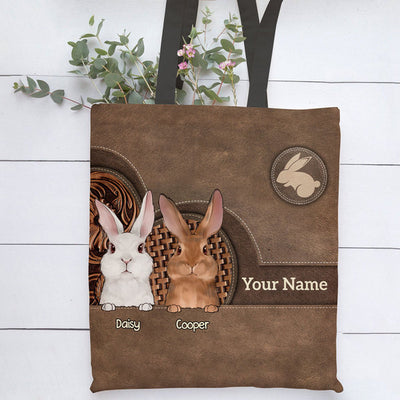 89Customized Rabbit Lovers Personalized Cloth Tote Bag