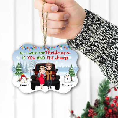 89Customized All I want for Christmas is you and the jeep 2 Customized Ornament