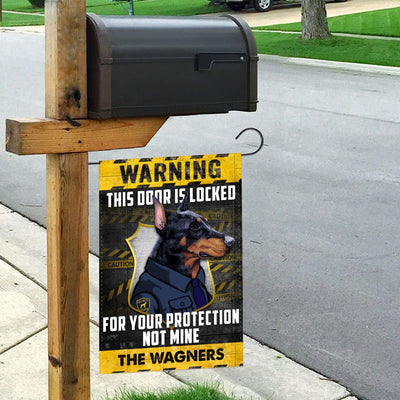 Personalized Warning This Door Is Looked Dobermann Dog Garden Flag inkgo