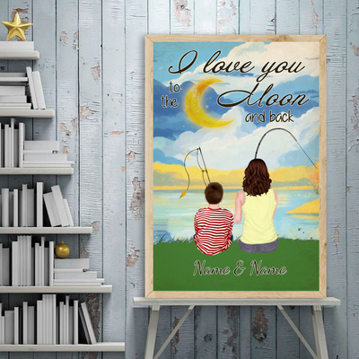 89Customized Mom and son fishing personalized poster