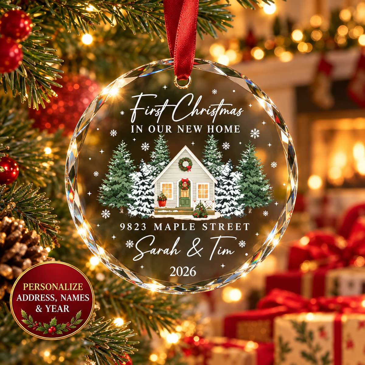 Fastpeace Personalizezd First Christmas In Our New Home Glass Ornament