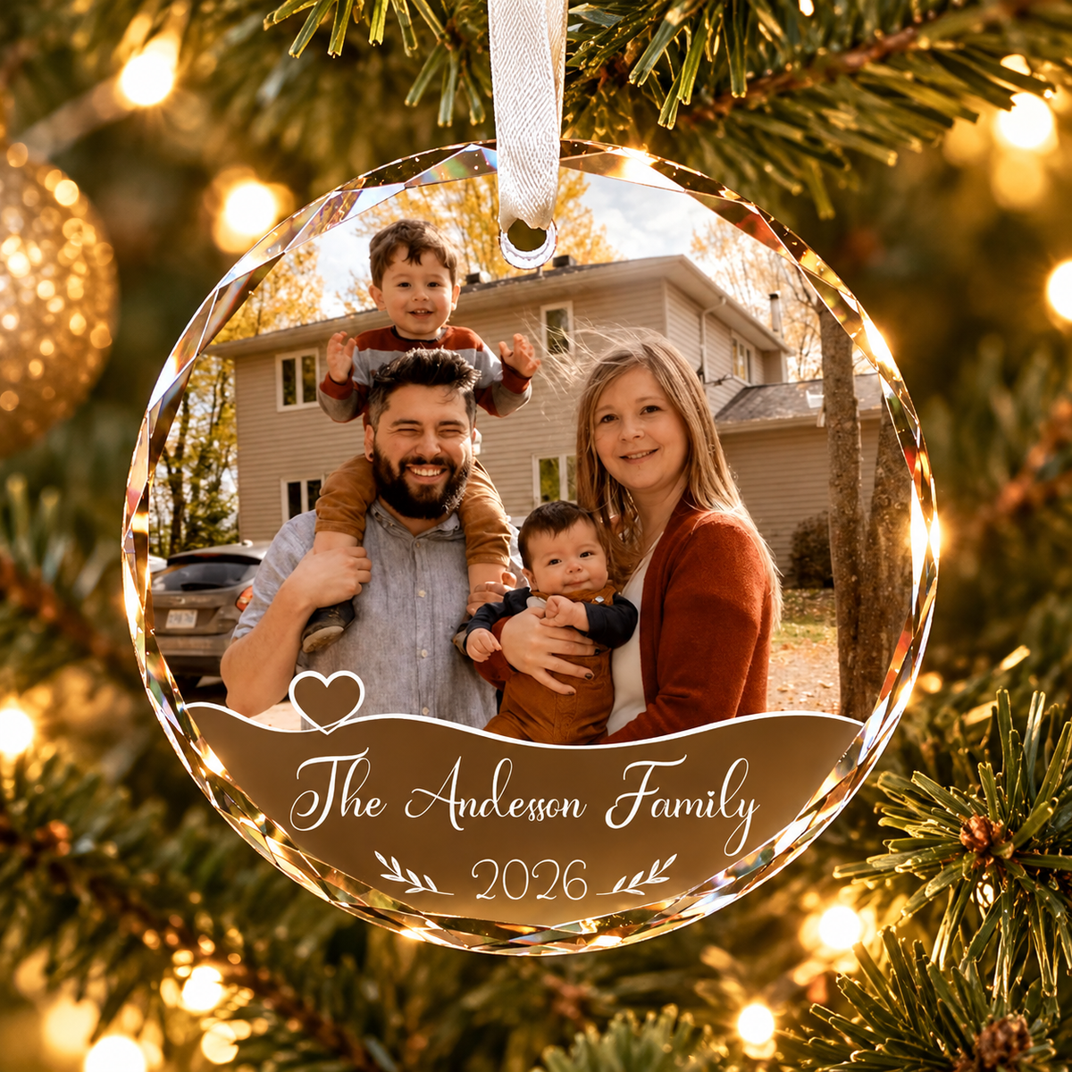 Fastpeace Custom Photo Glass Ornament 2026 - Personalized Family Christmas Ornament
