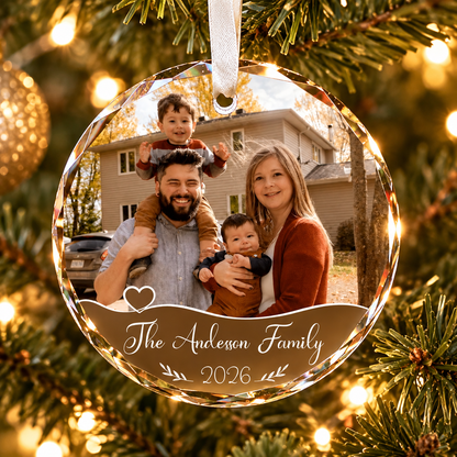 Fastpeace Custom Photo Glass Ornament 2026 - Personalized Family Christmas Ornament