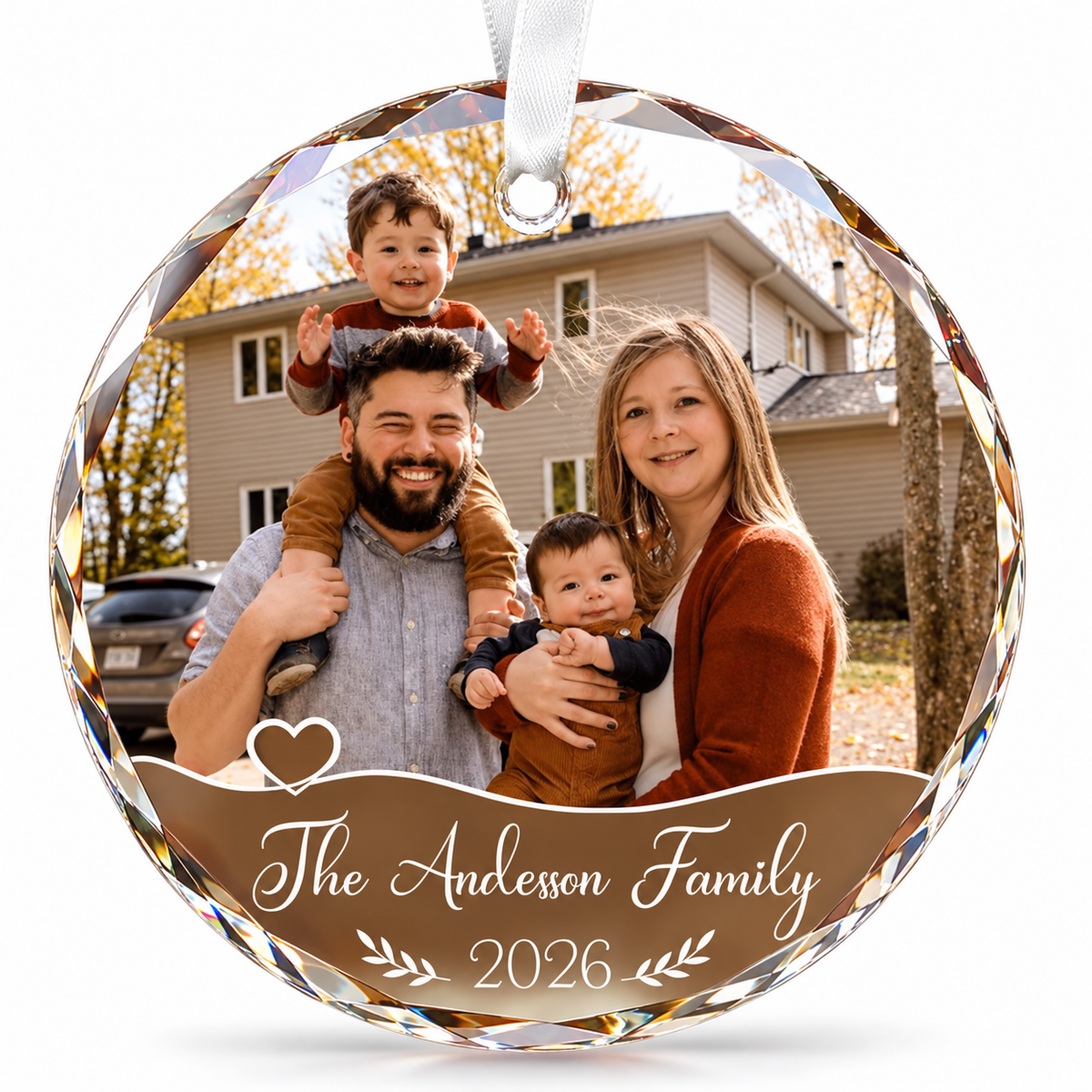 Fastpeace Custom Photo Glass Ornament 2026 - Personalized Family Christmas Ornament