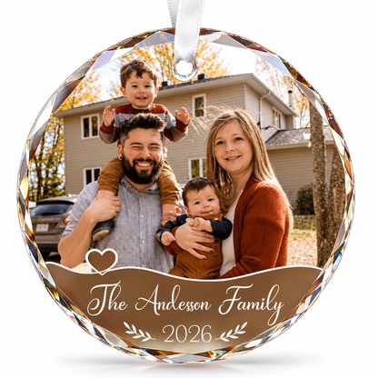 Fastpeace Custom Photo Glass Ornament 2026 - Personalized Family Christmas Ornament