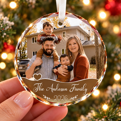 Fastpeace Custom Photo Glass Ornament 2026 - Personalized Family Christmas Ornament