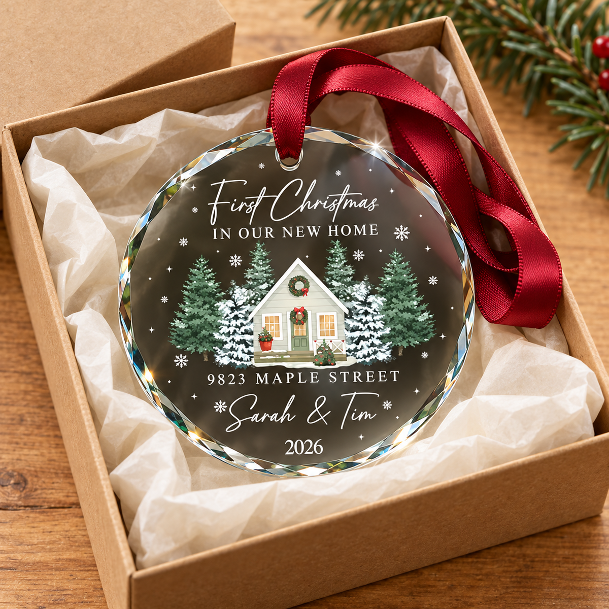 Fastpeace Personalizezd First Christmas In Our New Home Glass Ornament