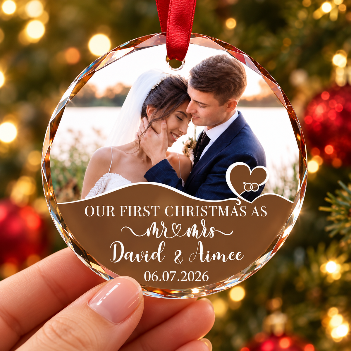 Fastpeace Personalized First Christmas as Mr & Mrs Glass Ornament 2026