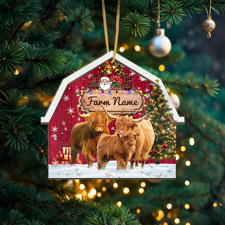 Personalized Highland Cattle Farm Cattle Merry Christmas 2026 Arcylic Ornament
