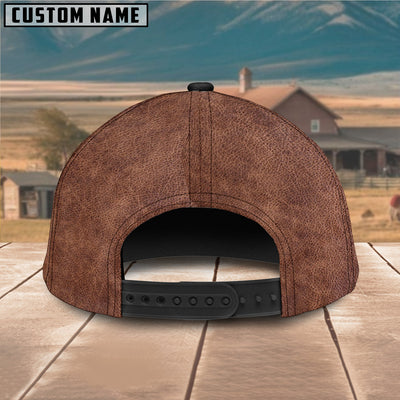 Personalized Texas Longhorn Carving Leather Pattern Classic Cap