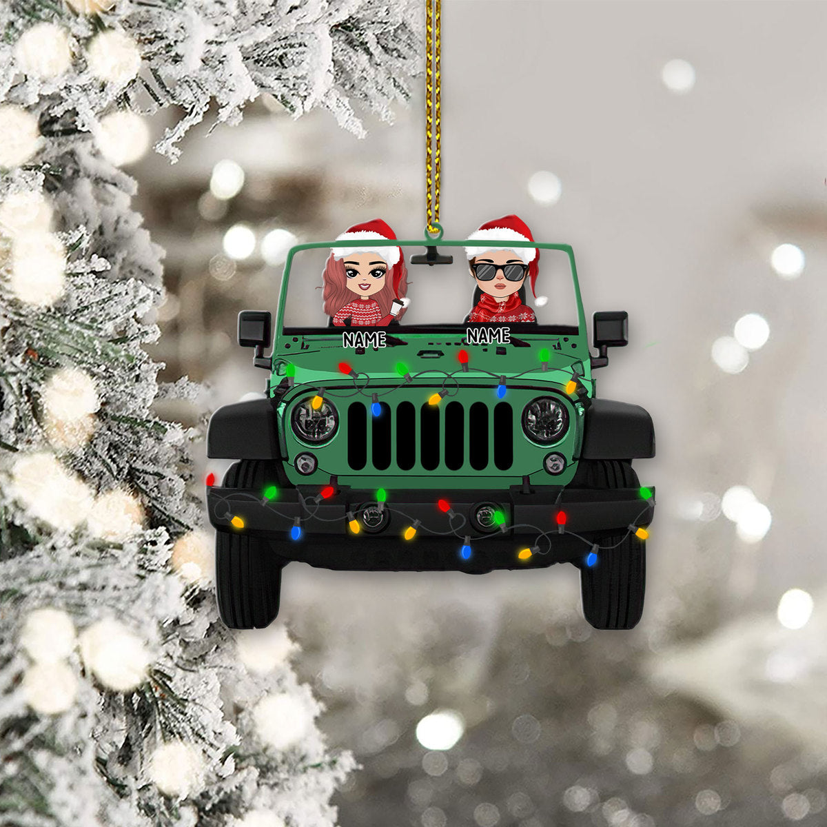 89Customized Jeep Couple Personalized Ornament
