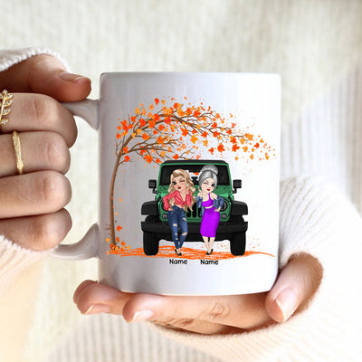 89Customized I'd walk through fire for you sister Jeep bestie gift Customized Mug