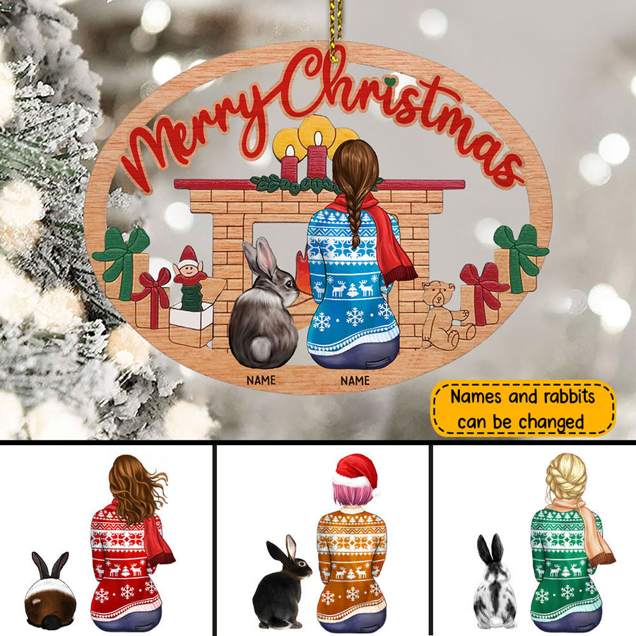 89Customized Merry Christmas Rabbit Lovers Personalized Ornament