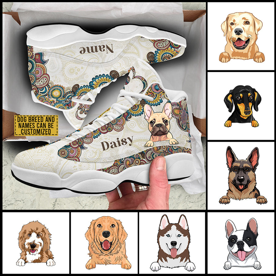89Customized Dog Mandala Pattern Customized White Air JD13 Shoes