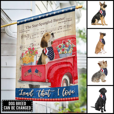 89Customized Land that I love The Star-Spangled Banner Dog Customized Garden Flag