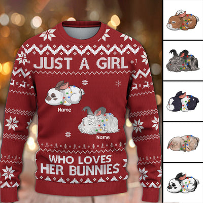 89Customized Just A Girl Who Loves Her Bunny Rabbit Personalized