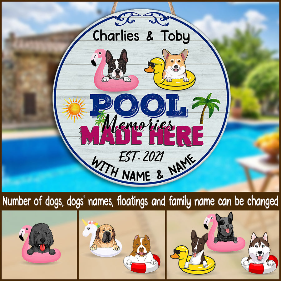 89Customized Dogs Pool Memories Made Here With Family Personalized Wood Sign
