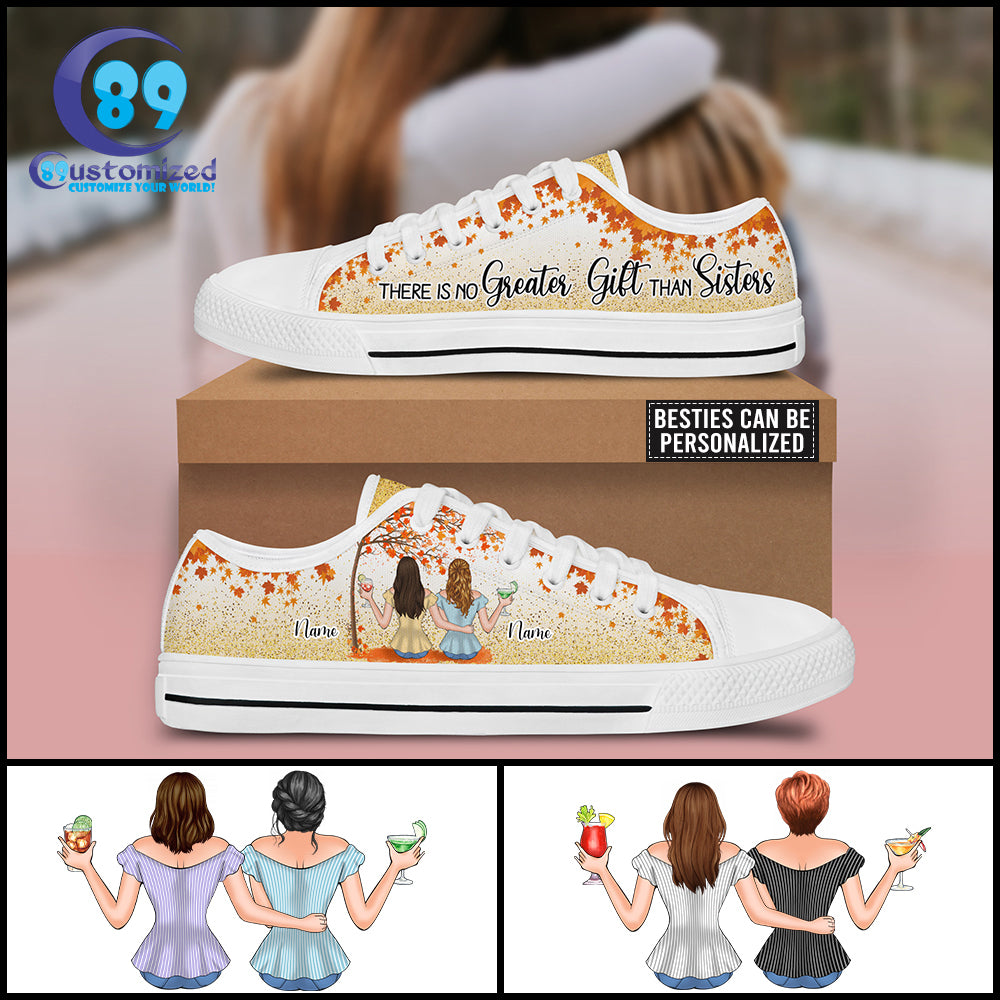 89Customized There is no great gift than sisters Customized White Low Top Shoes