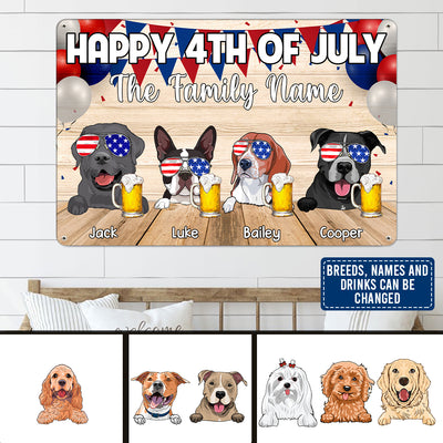 89Customized Happy 4th Of July Dogs Personalized Printed Metal Sign