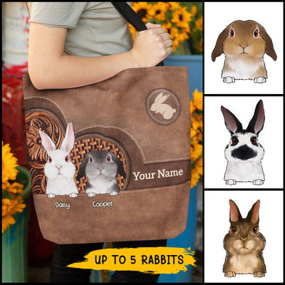 89Customized Rabbit Lovers Personalized Cloth Tote Bag