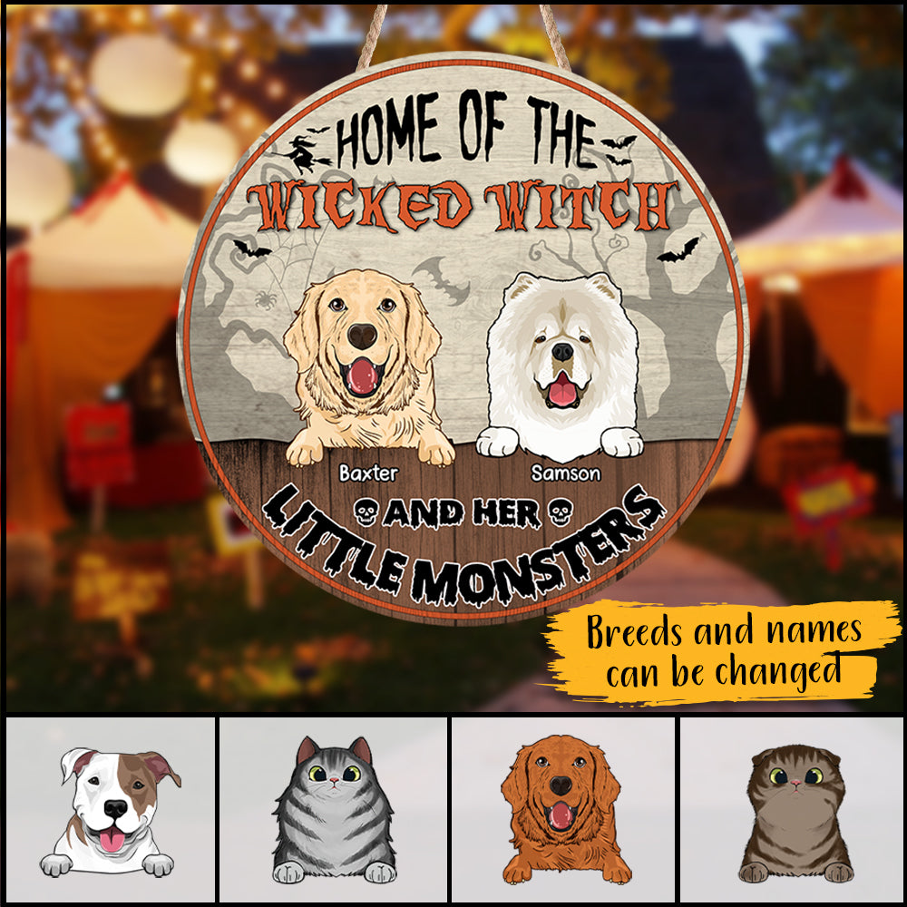 89Customized Home Of A Wicked Witch And Her Little Monster Dogs/Cats Personalized Wood Sign