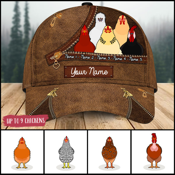 89Customized Chickens leather 2 personalized 3D cap
