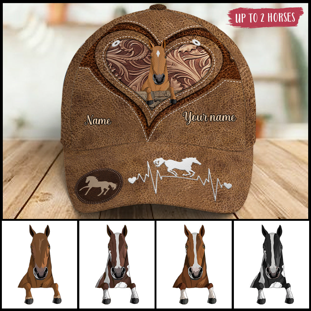 89Customized Funny Horse 3D leather Customized Cap