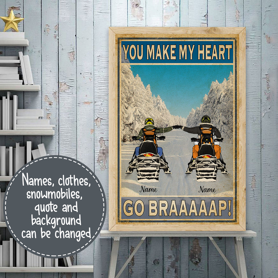 89Customized Snowmobiling Couple Vertical Poster