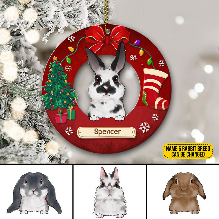 89Customized Christmas Rabbits Bunny Lovers Personalized One Sided Ornament