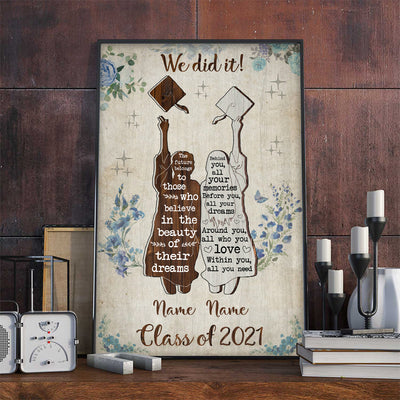 89C Personalized Poster Best Friends Graduation Vintage