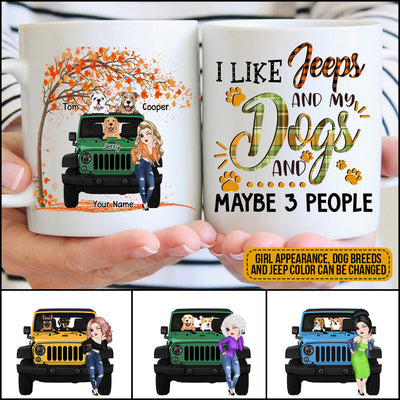89Customized I like jeeps and dogs and maybe 3 people Customized Mug