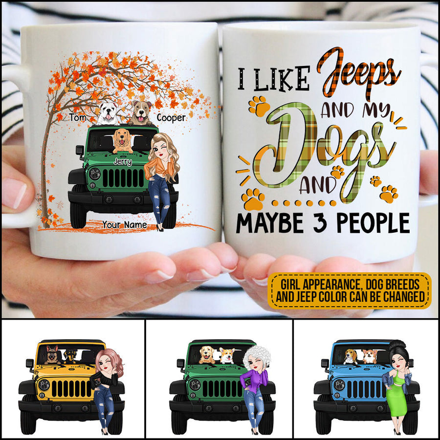 89Customized I like jeeps and dogs and maybe 3 people Customized Mug
