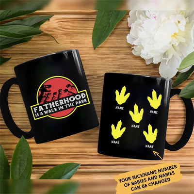 89Customized Fatherhood is a walk in the park personalized mug