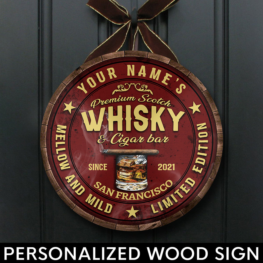 89Customized Scotch whisky & cigar Bar Customized Wood Sign