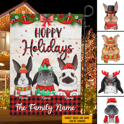 89Customized Hoppy Holiday Rabbit Christmas Personalized Garden Flag