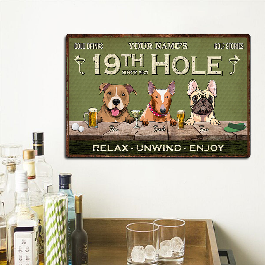 89Customized 19th hole Dog Customized Printed Metal Sign