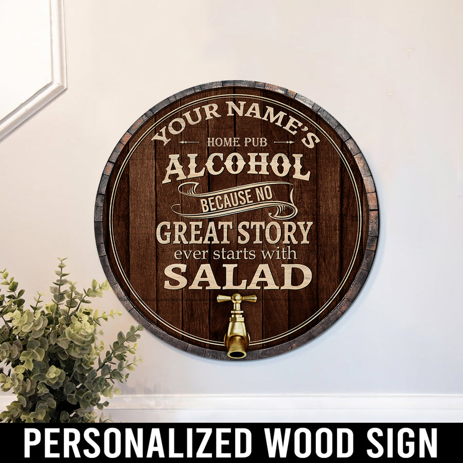 89Customized No great story ever starts with salad Customized Wood Sign