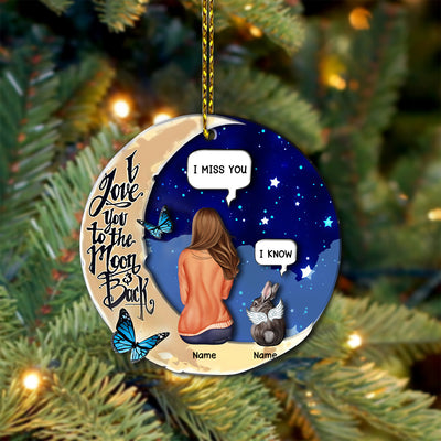 89Customized I Love You To The Moon And Back Rabbit Lovers Layered Wooden Ornament