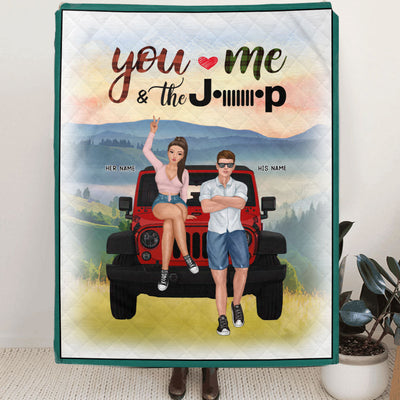 89Customized You me and the jeep couple Customized Quilt Blanket