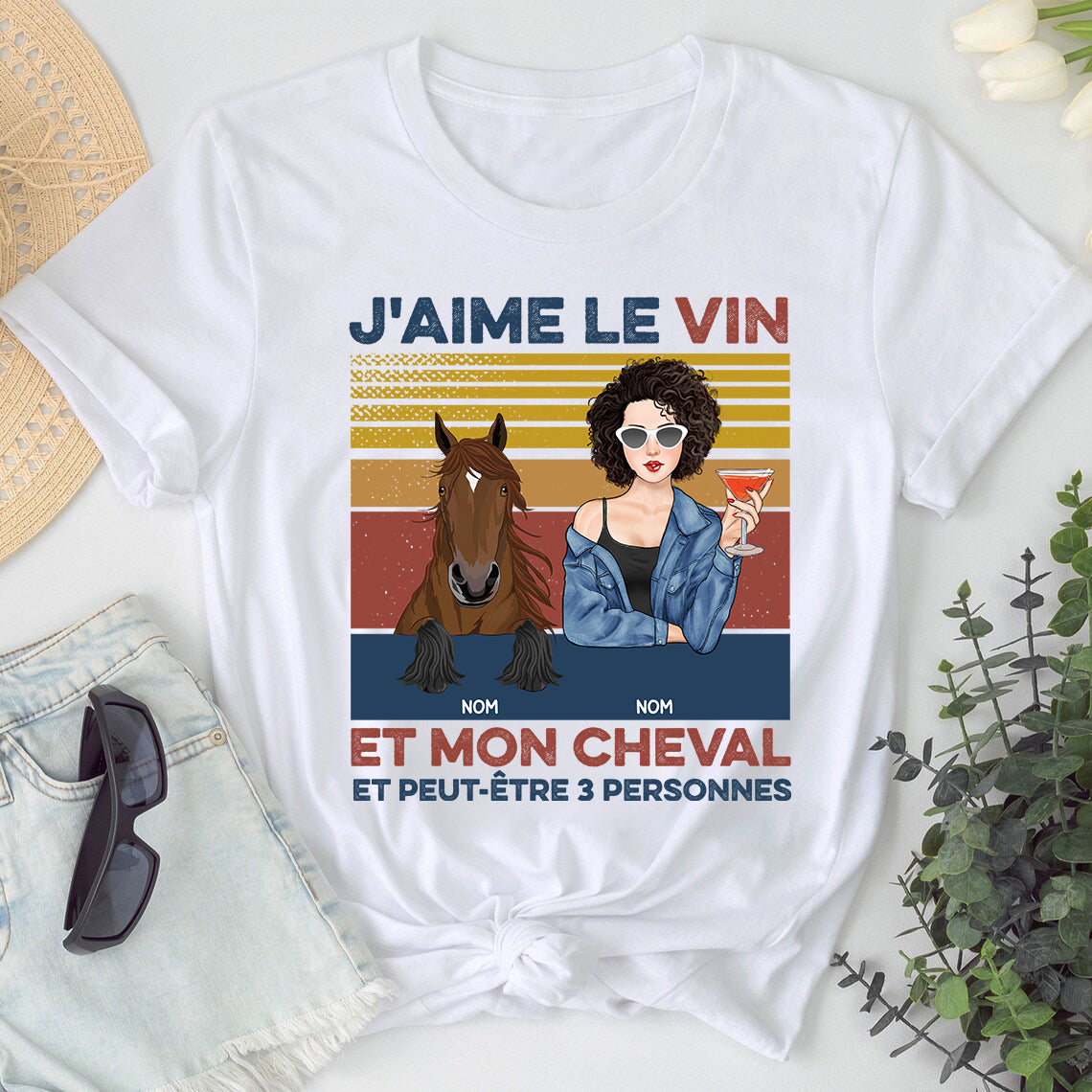 J'aime Le Vin Et Mon Cheval Et Peut-être 3 Personnes T Shirt